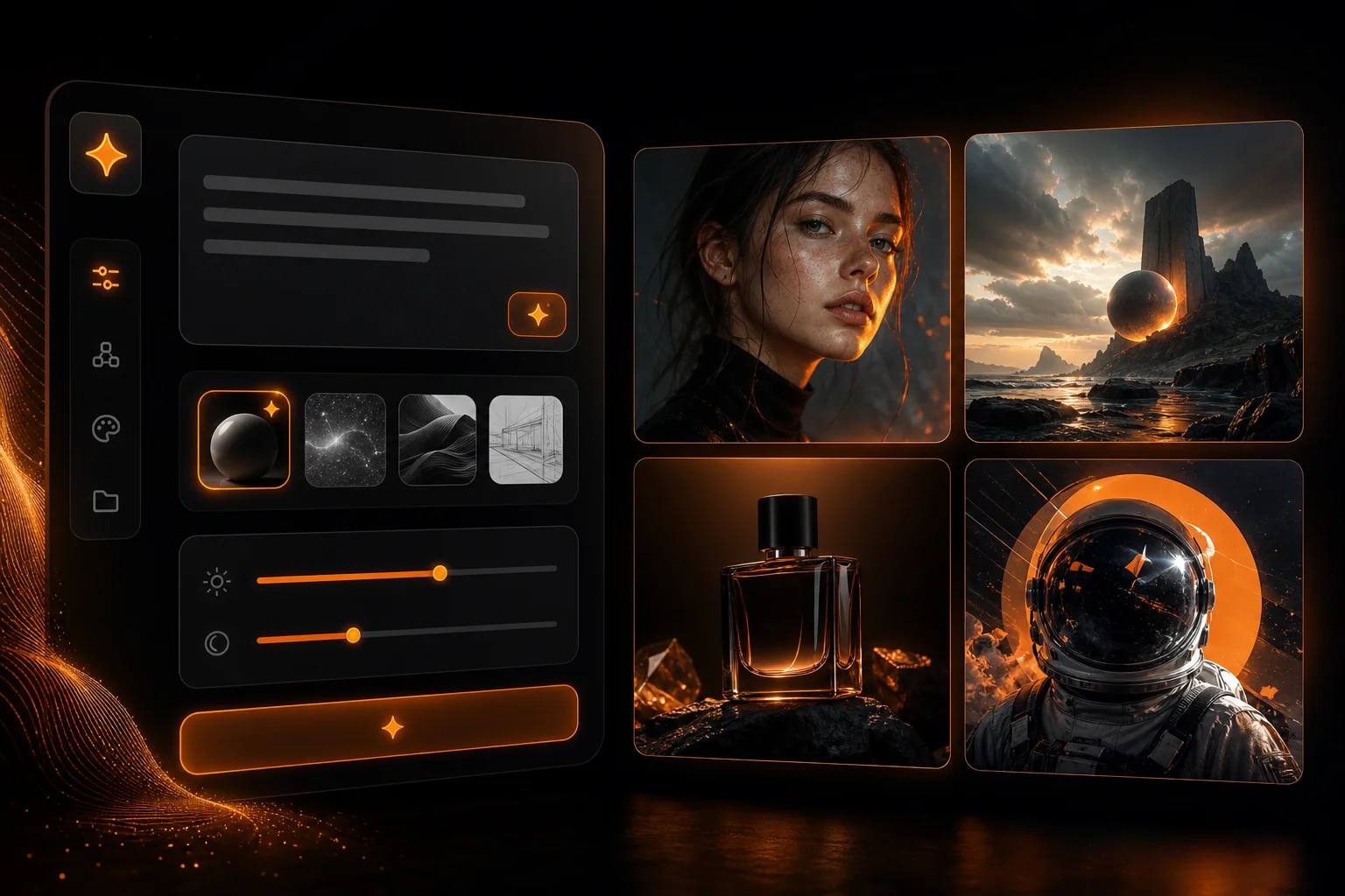 AI image generator creating photorealistic and cinematic images from text prompts