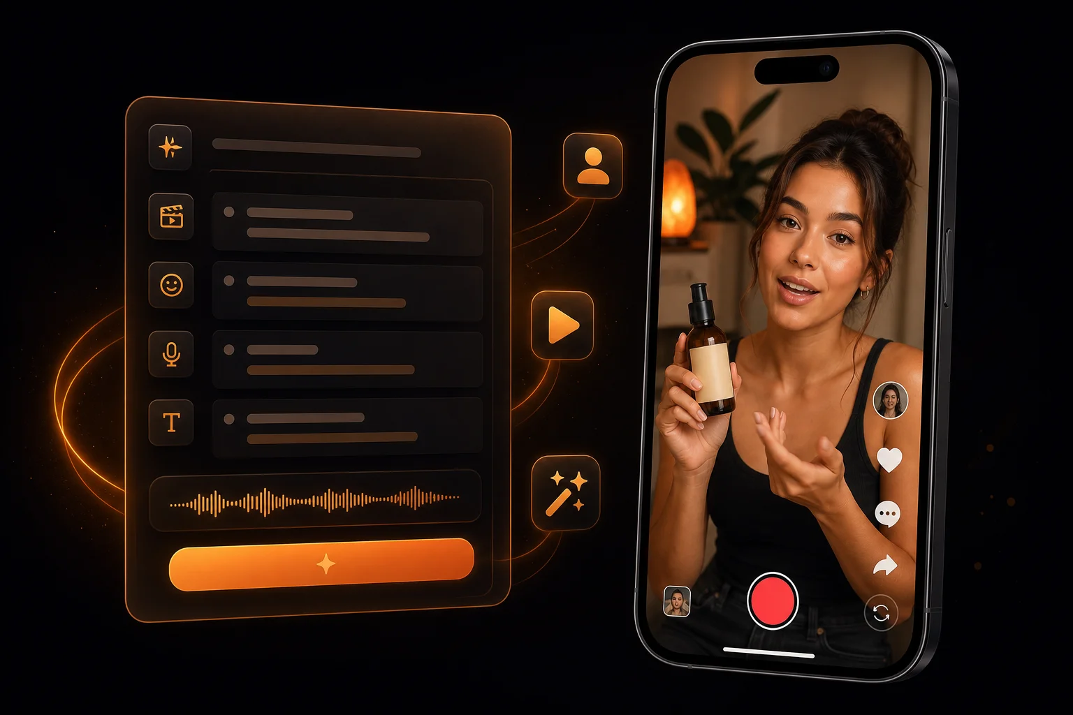 AI UGC video creator generating authentic creator-style ads with AI avatars and product pitches